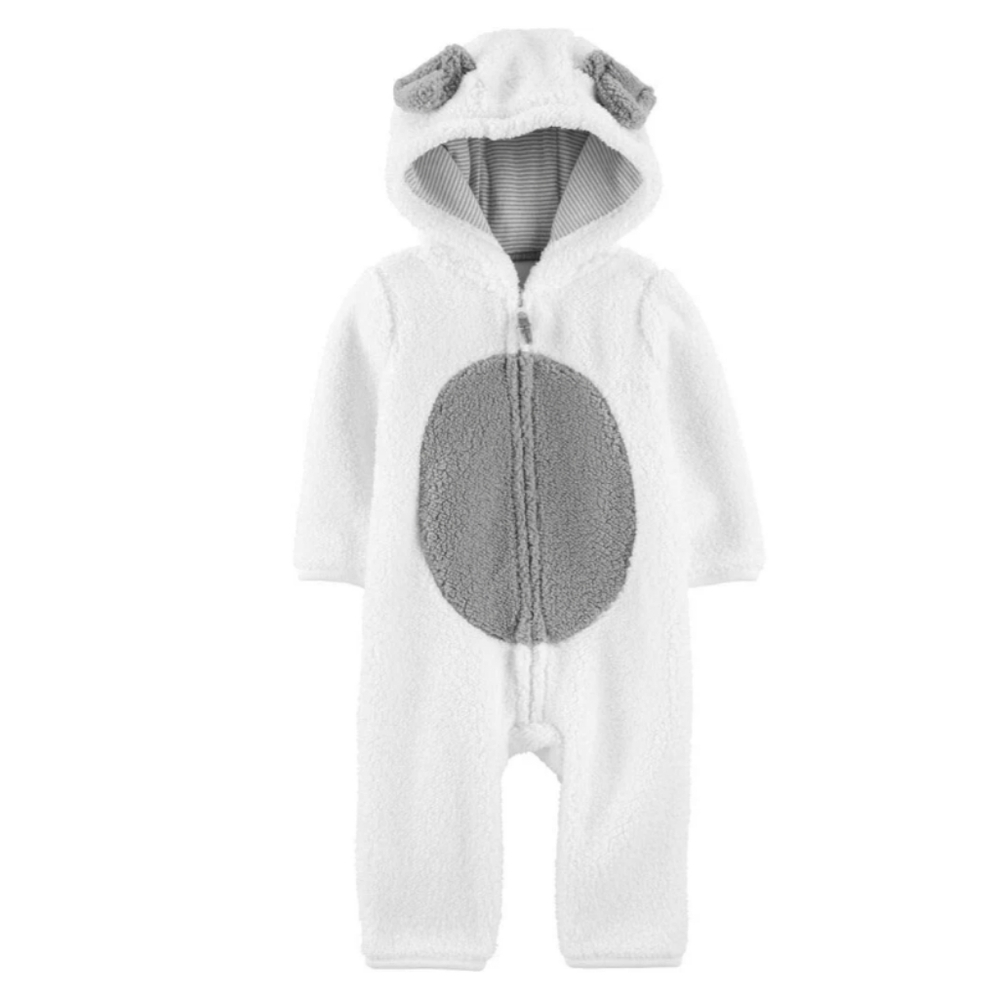 NWT Carter's  Dog Zip-up Hooded Sherpa Jumpsuit‎ (18 Months) White